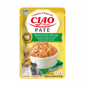Пауч за котки CIAO Entrée Paté Chicken Recipe with Tuna с пишешко месо и риба тон 40гр